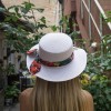 Lady Sun Hat Exotic Flowers. White