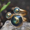 Galaxy Ring - Moon and Stars Emerald Dream