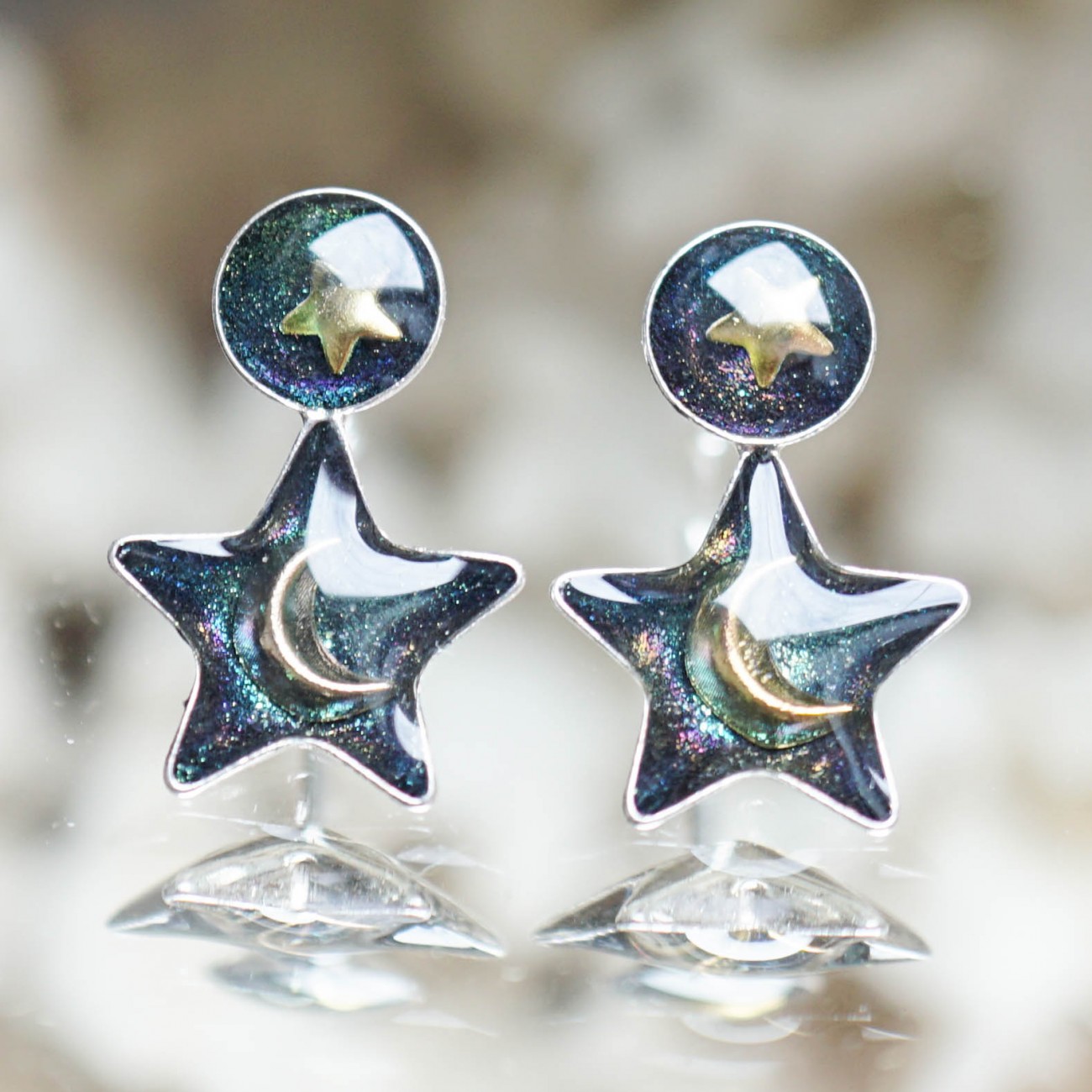 Pebs.ro | Silver Earrings Galaxy - Green Cosmic Fairy Tale |Galaxy  Collection | Jewlery, Silver, Earrings, Stud