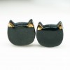 Glazed Ceramic Earrings Black Cat