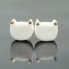 Glazed Ceramic Earrings White Cat