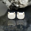 Glazed Ceramic Earrings White Cat
