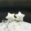 Glazed Ceramic Earrings White Star