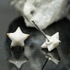 Glazed Ceramic Earrings White Star