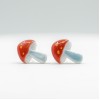Glazed Ceramic Earrings Amanita Muscaria Mushroom