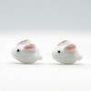 Glazed Ceramic Earrings White Bunny