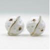 Glazed Ceramic Earrings White Saturn
