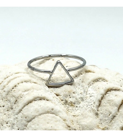 Minimal Collection Ring- Empty Triangle. Silvery